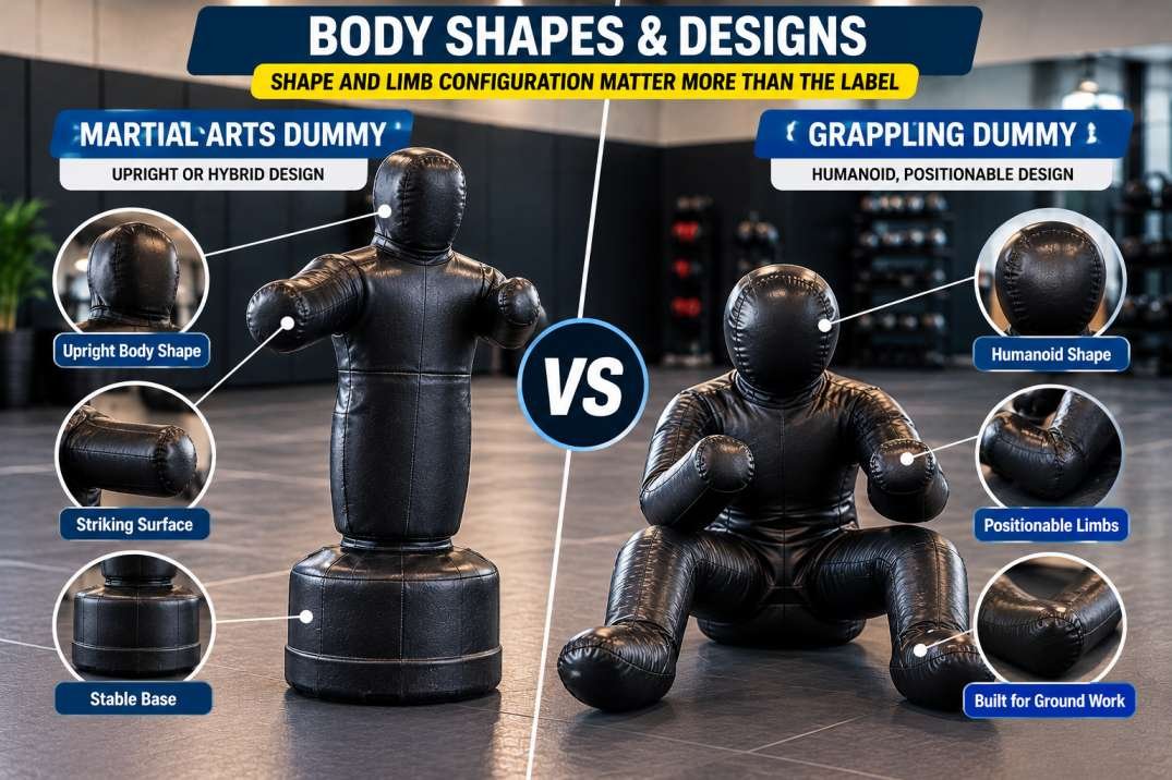 Different training dummy body shapes and configurations compared